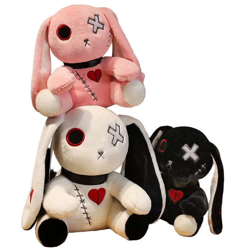 1Pc Creepy Goth Bunny Plush Crazy Rabbit Plushie Toys, Spooky Gothic Bunny Stuffed Animal Cute Horror Dreadful Bunny Doll, for H