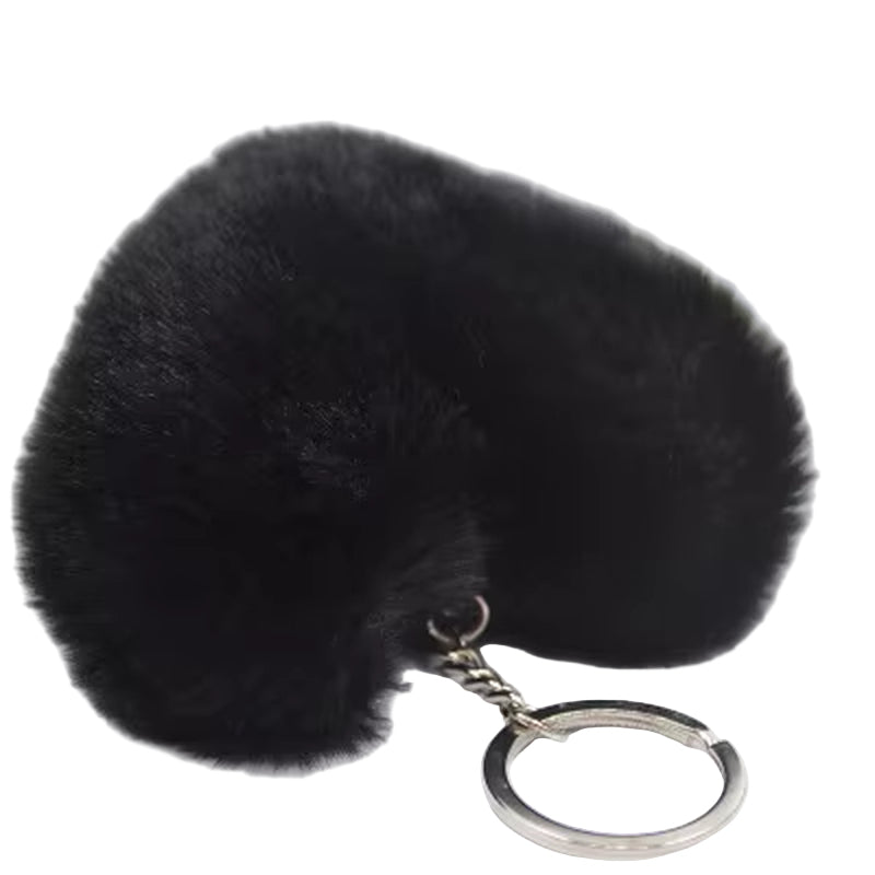Fluffy Pompom Keychain Gifts for Women Soft Heart Shape Pompon Fake Rabbit Key Chain Ball Car Bag Accessories Key Ring