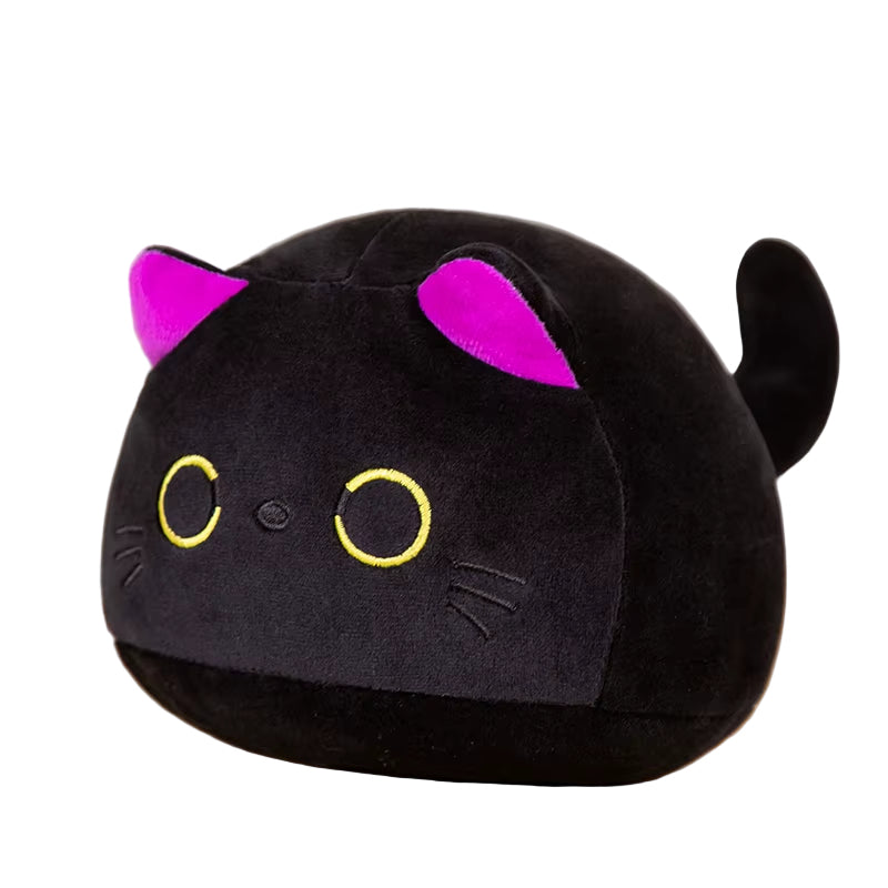 7/11/20CM Kawaii Small Cuddly Black Cat Plush Doll Cartoon Stuffed round Ball Cat Plushie Girl'S Bag Keychain Pendant Toys
