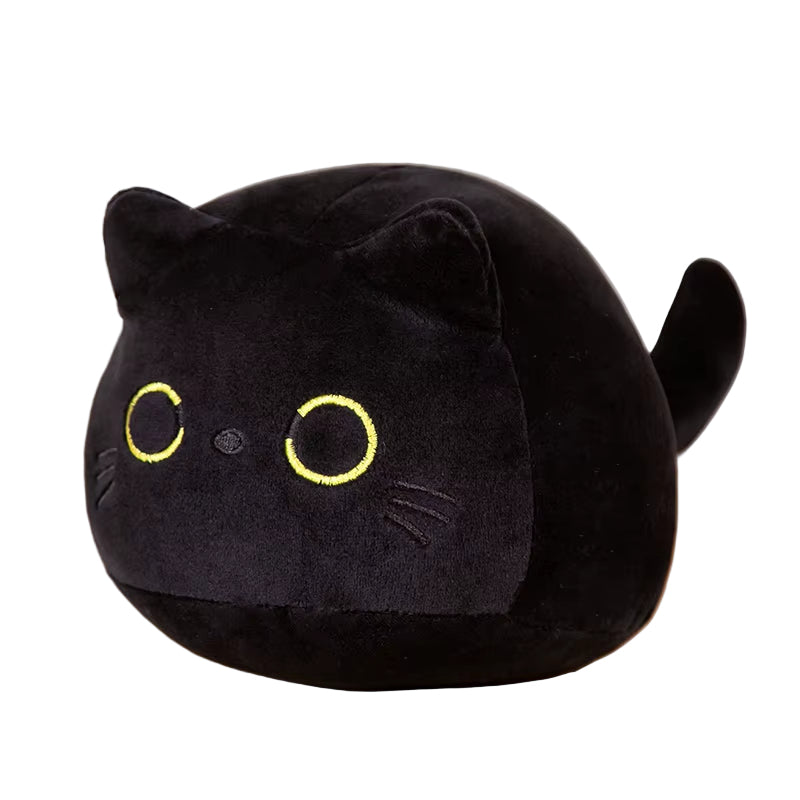 7/11/20CM Kawaii Small Cuddly Black Cat Plush Doll Cartoon Stuffed round Ball Cat Plushie Girl'S Bag Keychain Pendant Toys